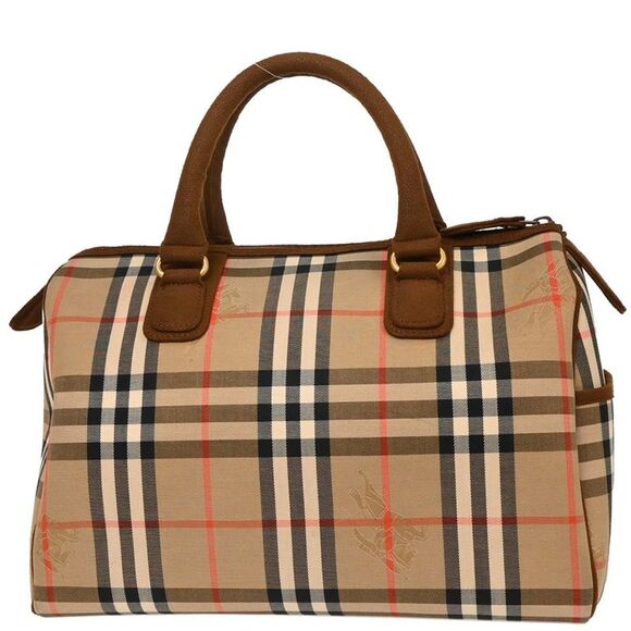Burberry Nova Check Bowling Bag Canvas Beige Canvas Handbag (Pre-Owned) - Picture 2 of 10